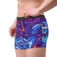 thumbnail image 4 of Balery Swirl Print Blue Purple Men's Boxer Briefs, Soft and Breathable Cotton Underwear with nylon Waistband-Large, 4 of 9