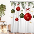 thumbnail image 4 of Nanqianyi Christmas Ornament Pine Shower Curtain with Hooks,Polyester Waterproof Winter Holiday Bath Decor,36"x72", 4 of 6