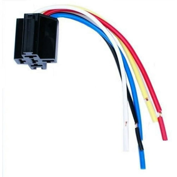 DNF (1 Piece) 12V DC 30/40 AMP BOSCH STYLE RELAY SOCKET SPDT + 100% COPPER WIRES, Wire Length 5"
