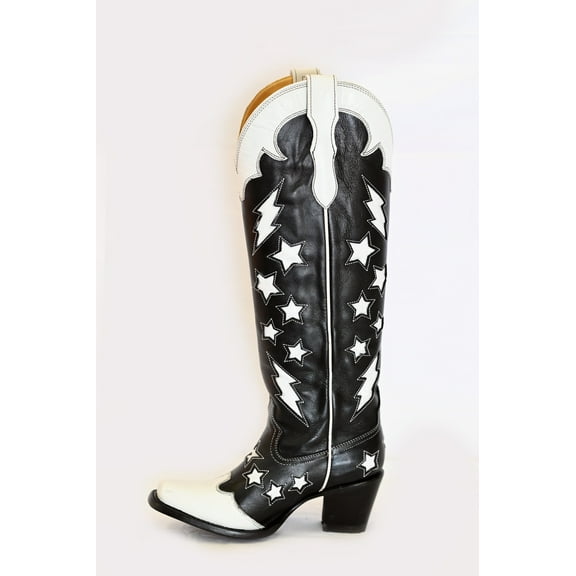 Women's Leather Lightening Star Mid-Calf Boots