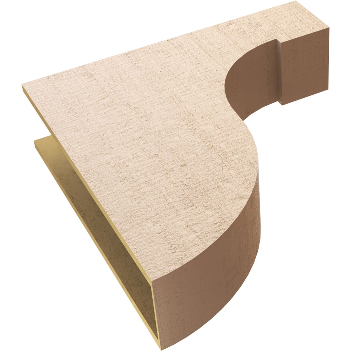 9"W x 36"D x 36"H Thin Del Monte Rough Cedar Woodgrain TimberThane Corbel, Primed Tan