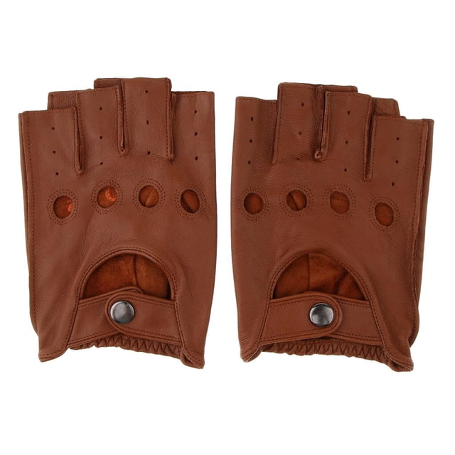 Guantes de motociclista sin dedos de cuero PU para adultos, estilo punk, para conducir, medio dedo L