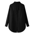 thumbnail image 4 of Fangasis Women Blouse Lapel Neck Tops Long Sleeve Shirts Ladies Loose Tunic Shirt Casual Work Black M, 4 of 5