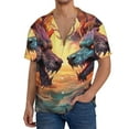 thumbnail image 3 of Honeii 's Colorful Wave Dragon Head for men's short-sleeved button-up collared shirt featuring a pocket, perfect for beach vacations, and travel adventures., 3 of 5