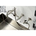 thumbnail image 2 of Kingston Brass KS1266PLBS Heritage Double-Handle Wall-Mount Bridge Kitchen Faucet with Brass Sprayer, Polished Nickel, 2 of 7