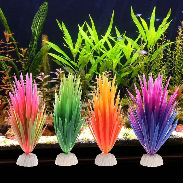 OUNONA 4Ud Para Pecera Plásticas Resistentes Sin Descomposición Colores Variados