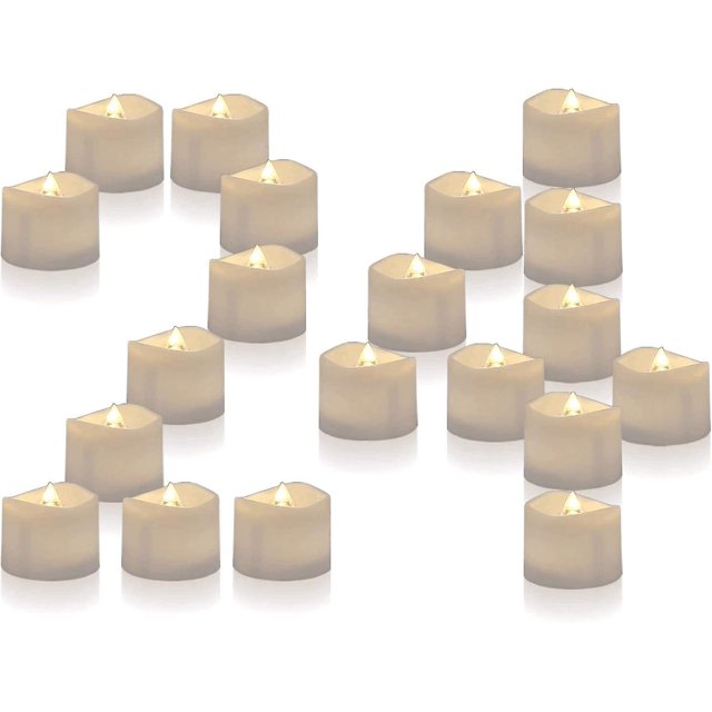 Battery Operated LED Tea Light Candles, 24 Pack, Flameless Votive Candles with Warm White Flickering Bulb Light, Small Realistic Fake Electric Tea Light Candle for Wedding, Table, Gift, Outdoor