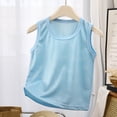 thumbnail image 2 of Hrsba Girls Summer Top Solid Color Mesh Fabric Crew Neck Sleeveless Top For Kids Casual Summer Soft Lightweight Breathable Comfortable Top, 2 of 6