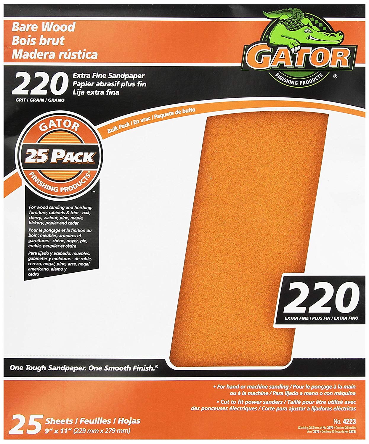 4223 sandpapersheets 9" x 11", Gator Grit, 25 Count, 9 X 11, Very Fine