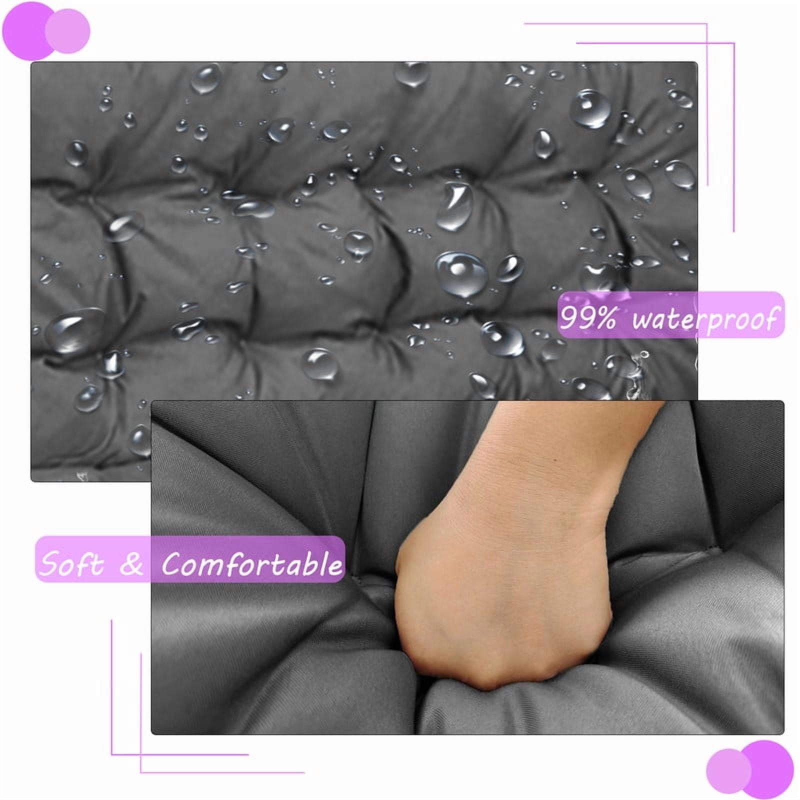 Swing Cushions 3 Seater Replacement, Waterproof Porch Swing Cushions, Thicken 5" Bench Cushions for Outdoor Furniture With Backrest , Patio Garden Loveseat Sofa Pads
