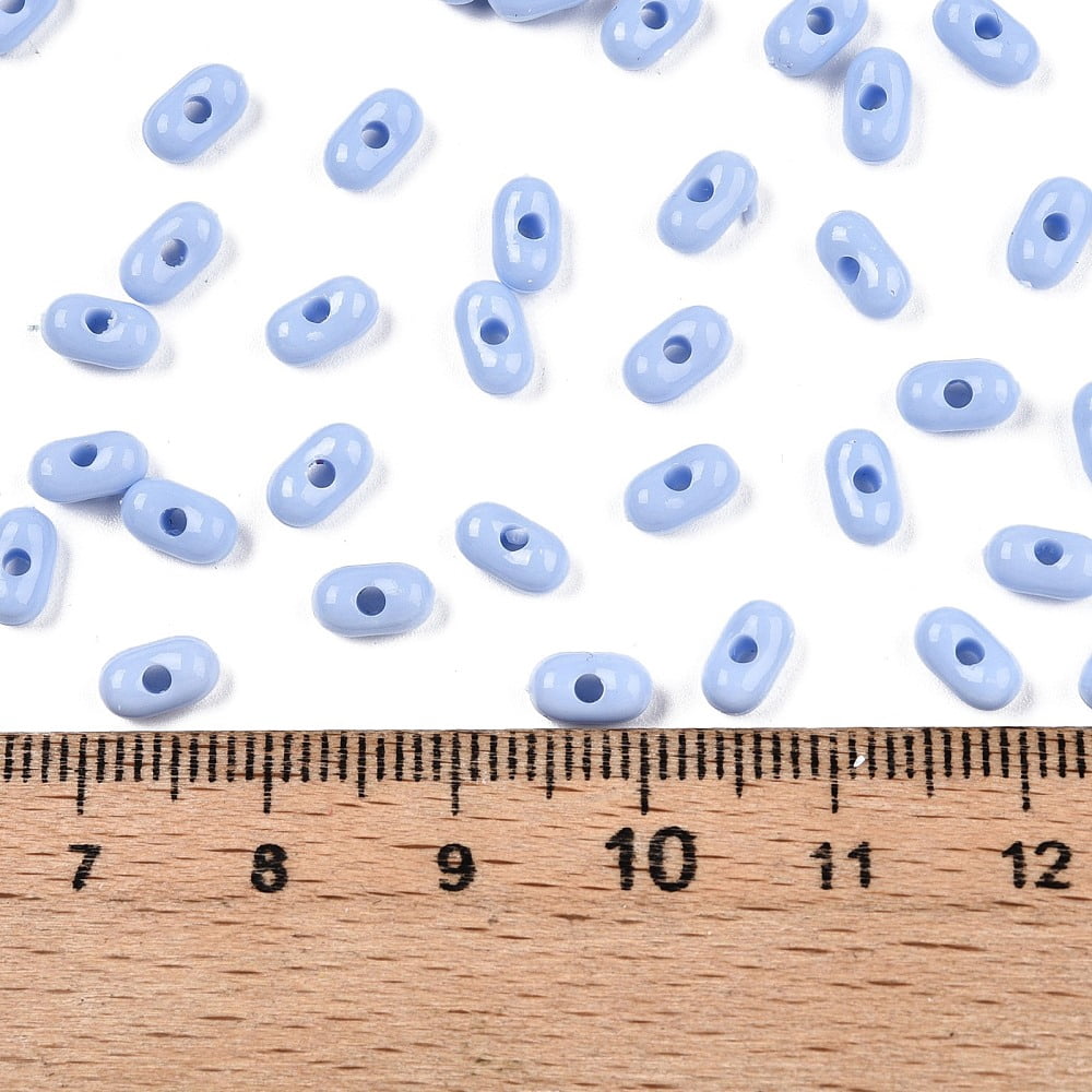 Opaque Acrylic Beads Peanut Cornflower Blue 6.5x4x3mm Hole: 1.5mm about 9998pcs/500g