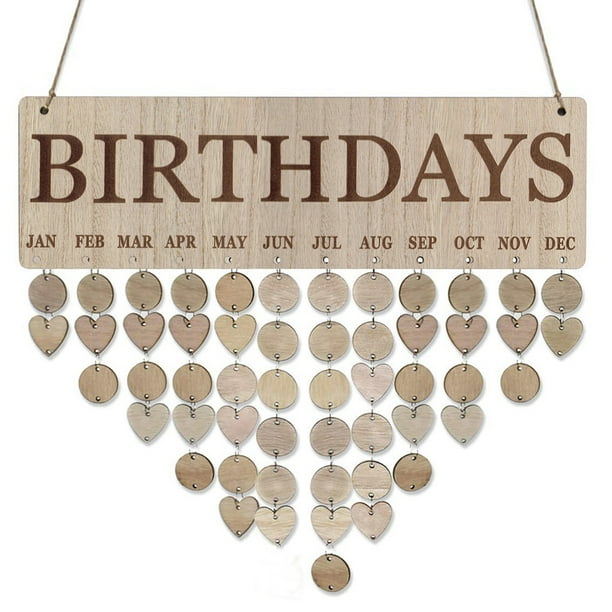 Monstrate Calendario de cumpleaños para colgar en la pared, tablero de cumpleaños Natural, manualidades decorativas, placa para el hogar, decoraciones, Decoración del hogar JM01066 Monstrate HA011576-06
