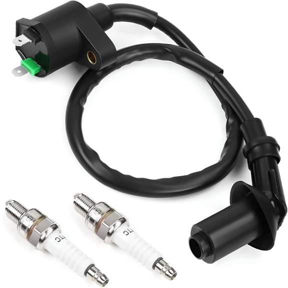 GJX 1 Pcs Racing Ignition Coil 2Pcs Spark Plug Wire Replacement for 50Cc 80Cc 90Cc 125Cc 150Cc Moped Scooter Atv Go Kart Bike Engine Motorcycle High Performance Parts