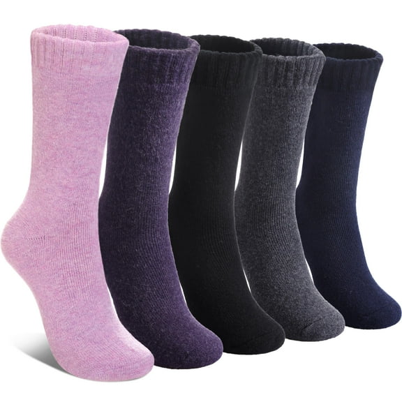 Wool Socks for Women Winter Warm Hiking Thick Warm Cozy Boot Crew Gift Socks 5 Pairs