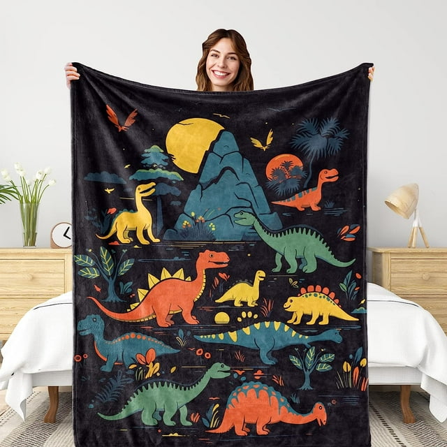 Kids Blanket Dinosaur Soft Warm Blanket Lightweight Throw Blanket