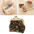 thumbnail image 4 of Pequeño clásico floral hebilla monedero Kiss Lock Vintage Style Change Holder Negro Zulema Monedero, 4 of 7