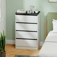 thumbnail image 2 of HOMCOM Commode à 4 Tiroirs pour Chambre, Haute Commode, Effet Bois Blanc, 2 of 10