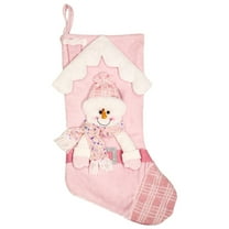 Christmas Stocking Decorations - Christmas Stocking Pink Snowman Reindeer 18 Inches Xmas Stockings Holiday Christmas Decoration Gifts for Family Girl Boy Kids