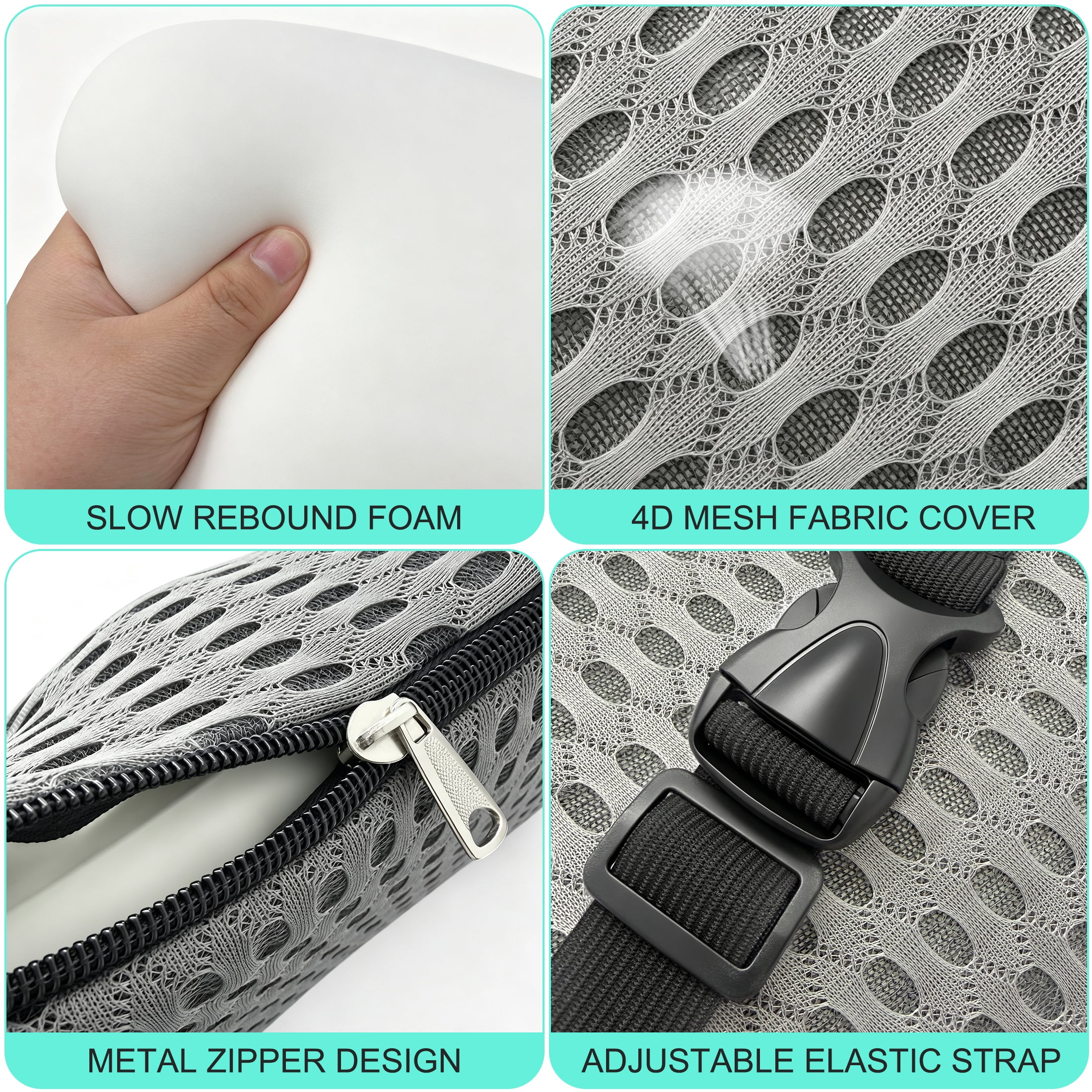 GARITIN Lumbar Support Pillow, Memory Foam Breathable Mesh Back Cushion for Office Chair Car Seat