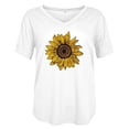 thumbnail image 3 of Chemises Mode pour Femmes Imprimé Tournesol Manches Courtes Ample Tunique Blouse, 3 of 3