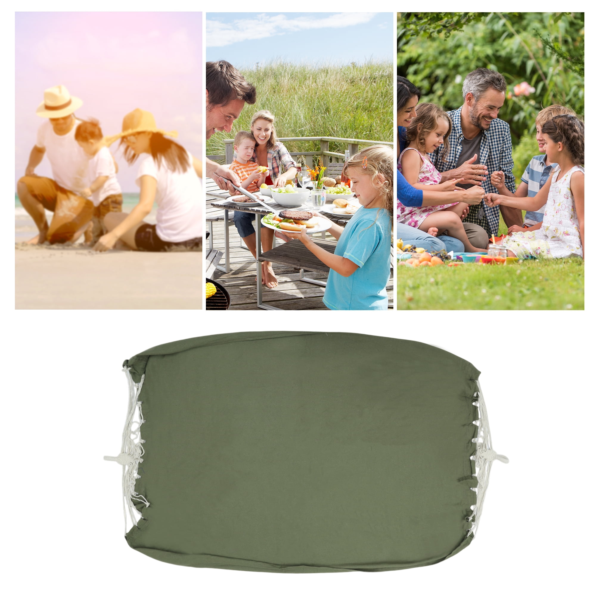 Unique Bargains 1 Pc Durable Double Canvas Hammock for Outdoor 118.11" Length Green