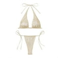 thumbnail image 5 of CAICJ98 Maillot de Bain String Bikini pour Femmes, Short à Cordon, 2 Pcs, Or, S, 5 of 5