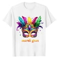 thumbnail image 3 of UVEASISHA Mens Mardi Gras Tshirt Short Sleeve Crewneck Graphic Tees Carnival Themed Printed Loose T-Shirts Trendy New Orleans Party Shirt White L, 3 of 6