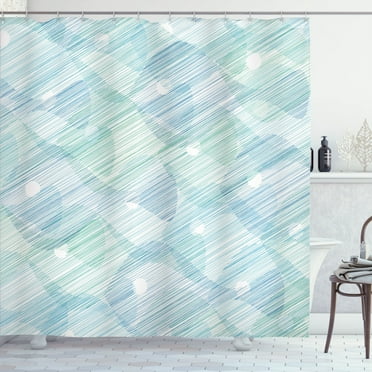 Ambesonne Modern Shower Curtain, Modern Image Stripes, 69"Wx75"L, Blue and White