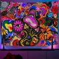 thumbnail image 1 of CUH Glow In The Dark Blacklight Trippy Wall Hanging Blanket Art Decor Bohemian Neon Cool Tapestries Colorful Psychedelic Bedroom Skull Tapestry, 1 of 2