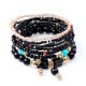 thumbnail image 1 of Nvzi Pulseras de cuentas apilables bohemias, juego de pulseras multicapa con dijes colgantes, brazaletes elásticos, color negro, 1 of 4