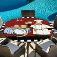 thumbnail image 5 of Fat Chef Round Tablecloth 36-44 Inch Round Fitted Table Cloth with Elastic Edge, Black White Checkered Farmhouse Red Kitchen Cook Waterproof Table Cover Protector for Outdoor Picnic Party Dining, 5 of 6