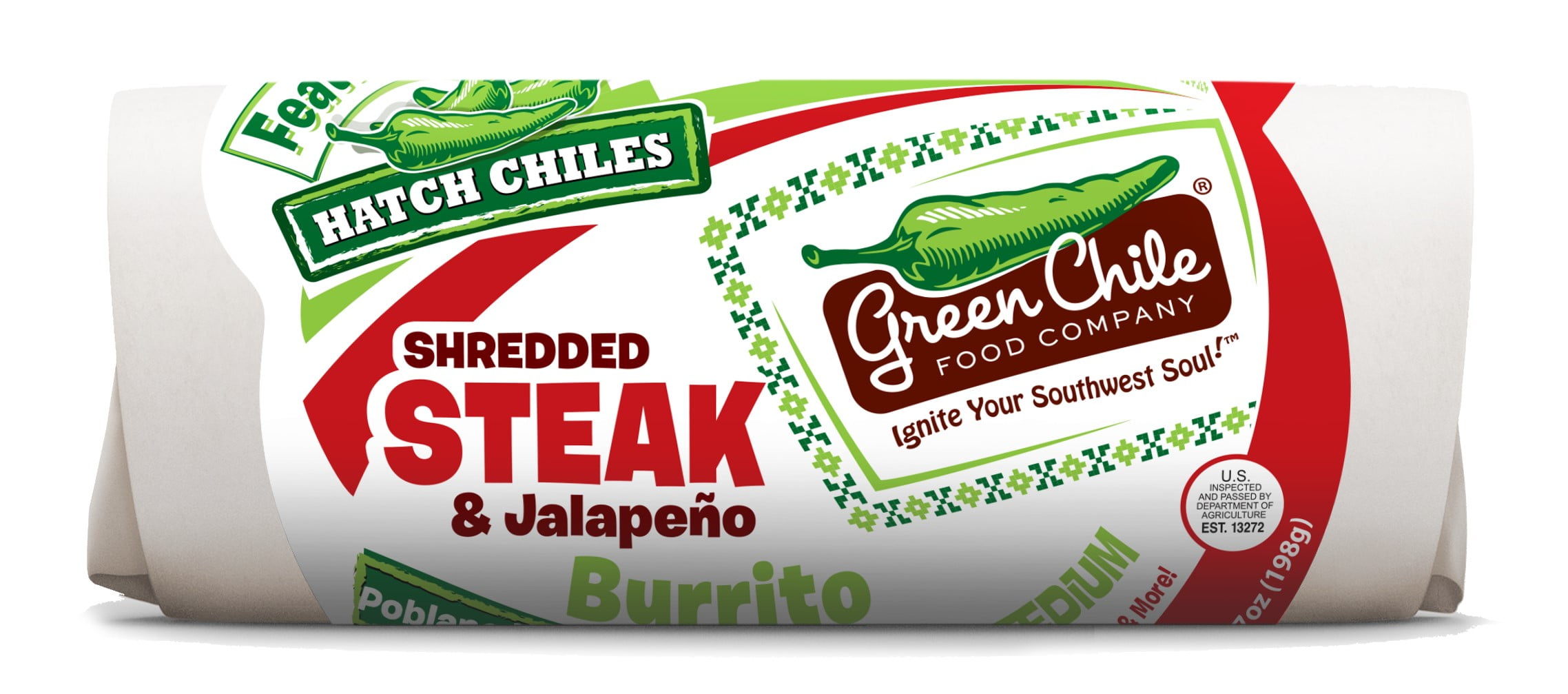Green Chile Steak and Jalapeno Burrito 12 per case.