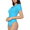 thumbnail image 2 of Balery Sky Blue Glitter Women's Short Sleevee Crew Neck Bodysuit Tops Short Sleeve Tops Basic-Medium, 2 of 9
