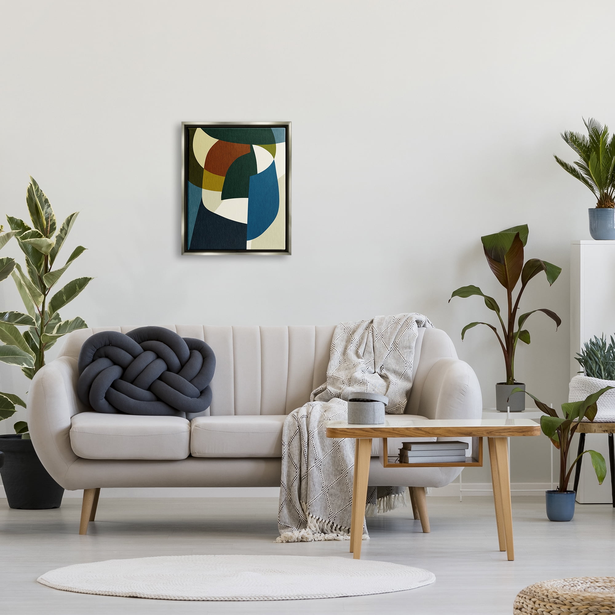Stupell Industries Asymmetrical Geometric Shapes Abstract Painting Gray Floater Framed Canvas Art Print Wall Art, 17 x 21