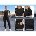 thumbnail image 6 of MOYIKO 2 Piece Sets for Women Summer Outfits Fashion Lounge Sets Crew Neck Tops Long Pants Tracksuit Vacation Travel Outfits, 6 of 7