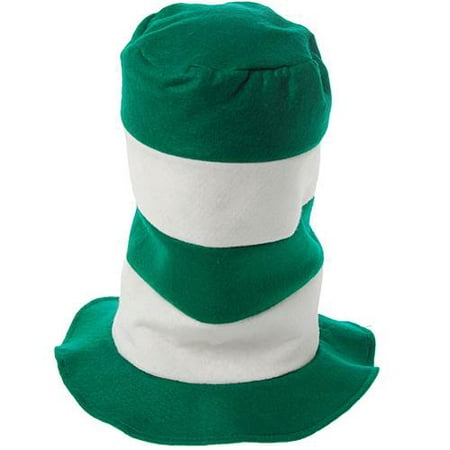 GREEN & WHITE STRIPED STOVE PIPE HAT