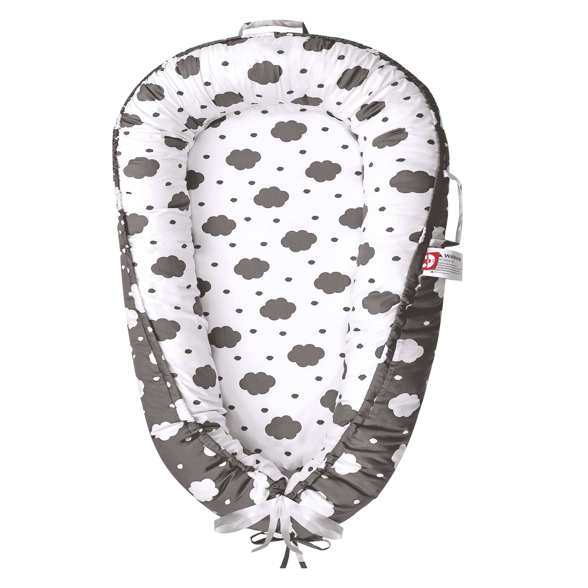TAYYEE Baby Playmat for 0-24 Months, Portable Infant Lounger with Carry Handle, Gray, 34 x19 Inches
