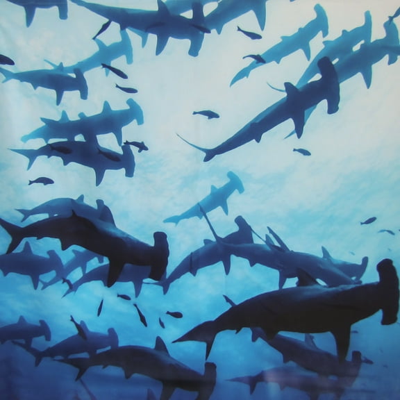 Ocean Fabric Shark Shower Curtain Beach Bathroom Accessories Coastal Home Decor