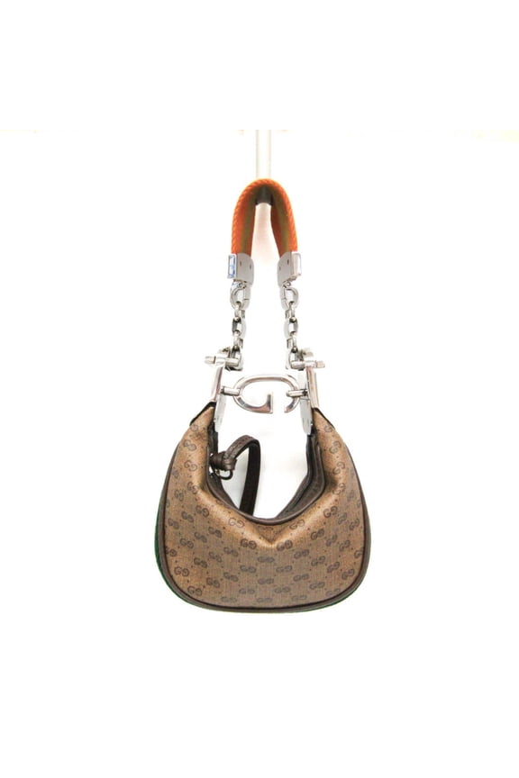 Pre-Owned Gucci Mini Pouch 718512 Women's PVC,Leather Handbag,Shoulder Bag Beige