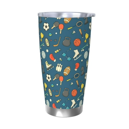 

Fuzoiu Sports Ball Print 20oz Tumbler Stainless Steel Vacuum Insulated Car Cup Insulated Coffee Mug Travel Mug with Lid Thermal Cup for Outdoor-Without Straw
