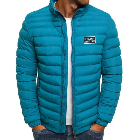 LpwkSSA Men's Sherpa Fleece Lined Hooded Puffer Jacket Casual Winter Warm Padded Coat Fashion Solid Color Thicken Zip Up Parka Coat with Pockets Blue XXL