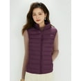 thumbnail image 3 of Wenseny Women’s Stand-up Collar Padded Warm Puffer Vest Zipper Outerwear Quilted Coat Dark Purple 3XL, 3 of 8