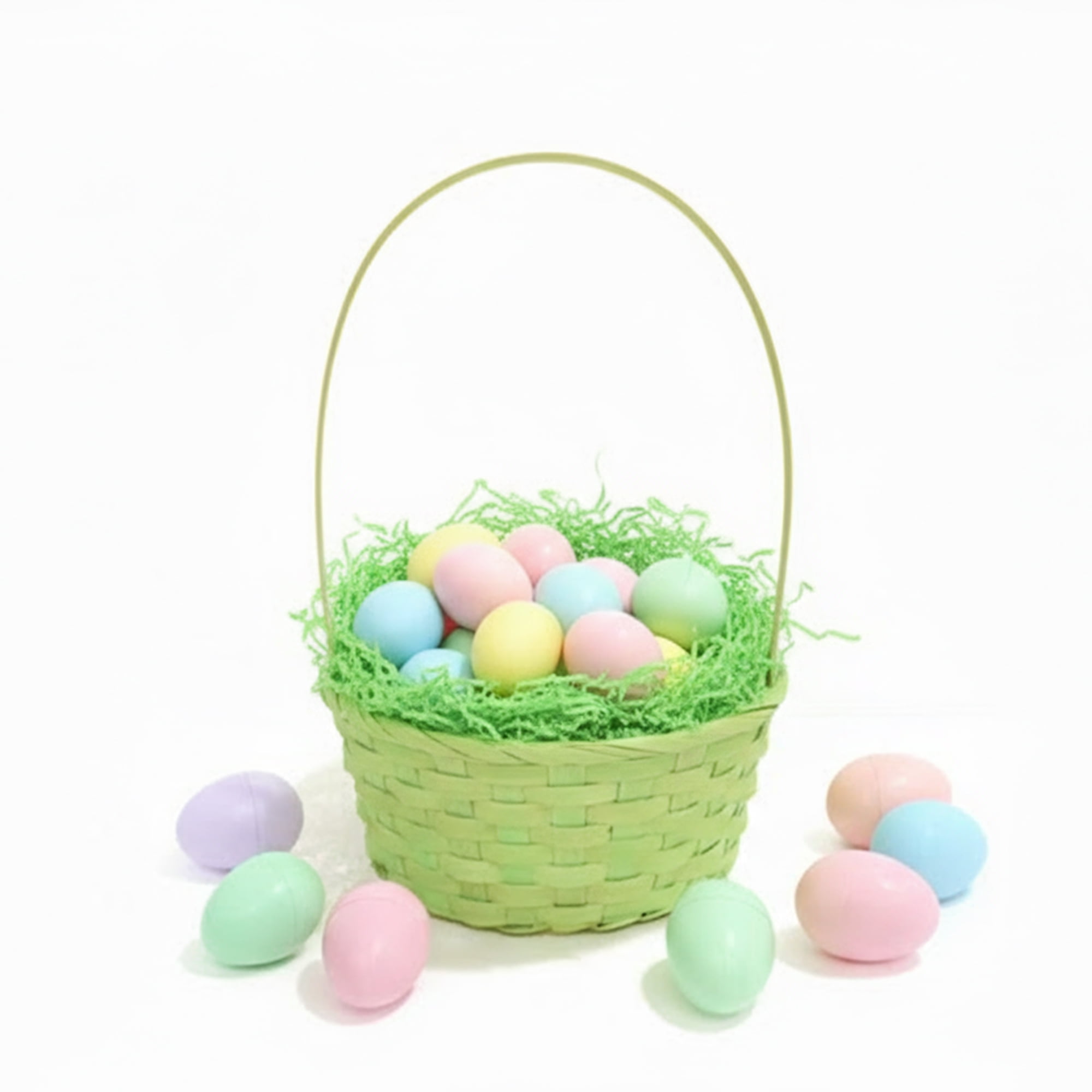 10.5" Bamboo Basket, Green