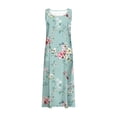 thumbnail image 4 of Viikei Womens Dresses Short Sleeve Casual Summer,New Women's Sleeveless and Linen Round Neck Printed Long Dress Light Blue S, 4 of 5