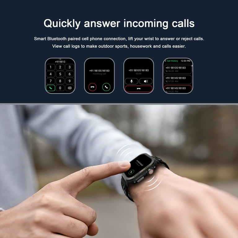 Blackview Smart Watch for Women Men Bluetooth Call Answer Make Calls 1.91 HD Screen with Speaker 100 Sport Modes IP68 Waterproof Fitness Watch