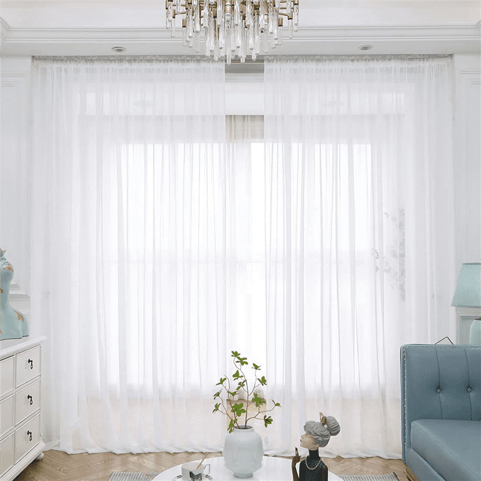 Window White Sheer Curtains 90 Inches Long 4 Panels Sheer White Curtains Clear Curtains Basic Rod Pocket Panel