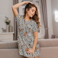 thumbnail image 3 of Fotbe Funny Chicken Bata de Dormir para Mujer con Estampado, Camisón de Algodón de Manga Corta, Ropa de Dormir Casual, 3 of 6