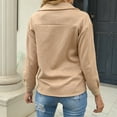 thumbnail image 6 of Women's Fleece Cardigan Long Sleeve Oversized Shacket Sherpa Shirt Jacket Button Down Lapel Collar Blouses Tops, 6 of 9