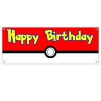 Pokeball Happy Birthday 13 oz Banner 13 oz Vinyl Banner With Metal Grommets