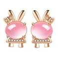 thumbnail image 3 of GHSOHS Trendy Opal Diamond Pink Rabbit Stud Earrings for Women Sparking Rhinestone Gold Metal Bunny Cartoon Earrings Easter Jewelry Gift A, 3 of 6